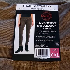 Khakis & Company Corduroy Leggings XXL